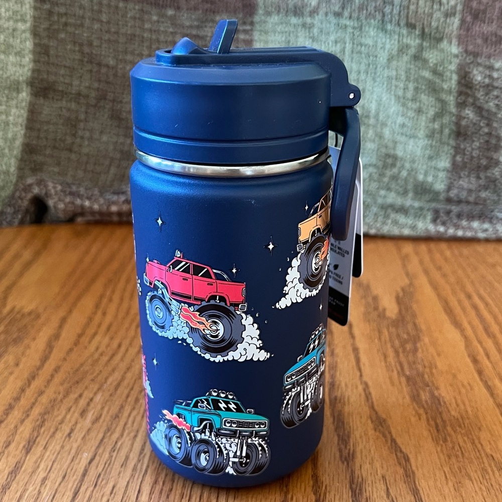 NWT 14 oz Hydrapeak Navy Monster Truck Water Bottle